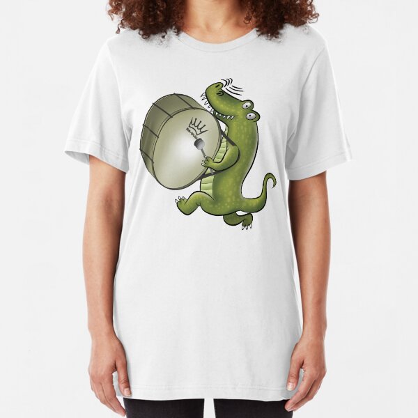 Crocodile playing Marching Band Bass Drum Slim Fit T-Shirt