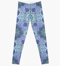Navy Blue, Mint and Purple Boho Pattern Leggings