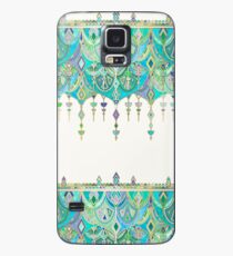 Art Deco Double Drop in Jade und Aquamarin auf Creme Hülle & Skin für Samsung Galaxy