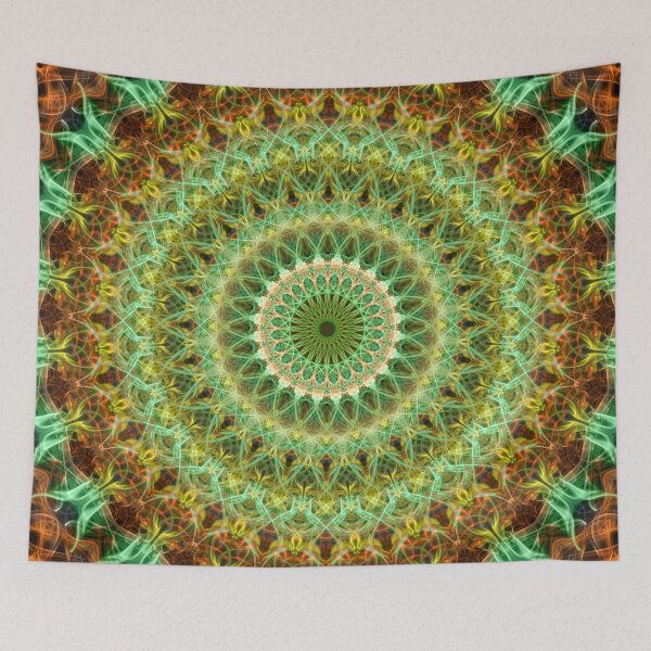 Item preview, Detailed mandala in green, red and brown tones designed and sold by JBlaminsky.