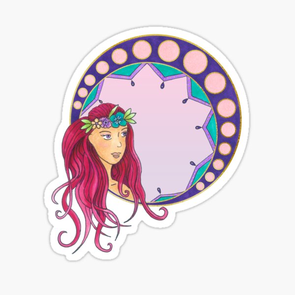 Pink Lady - Art Nouveau style Sticker