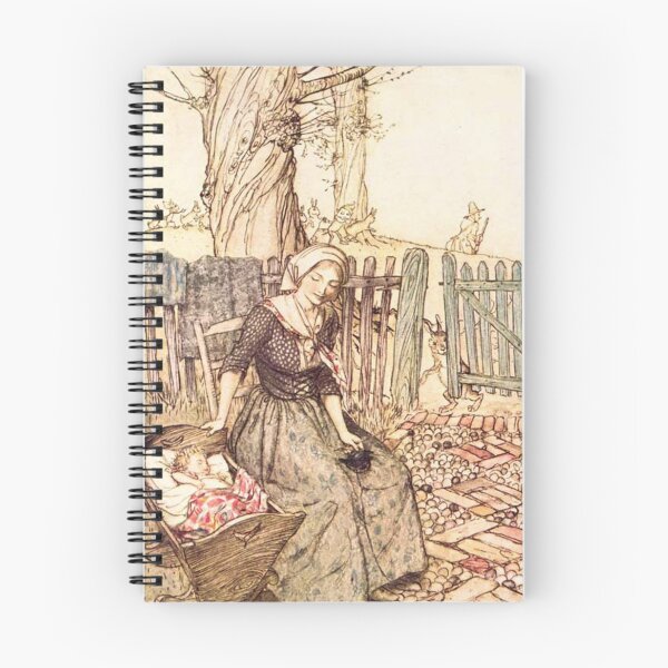 Item preview, Hare looking in on a lady with her baby - Arthur Rackham designed and sold by Vintage Designs +.