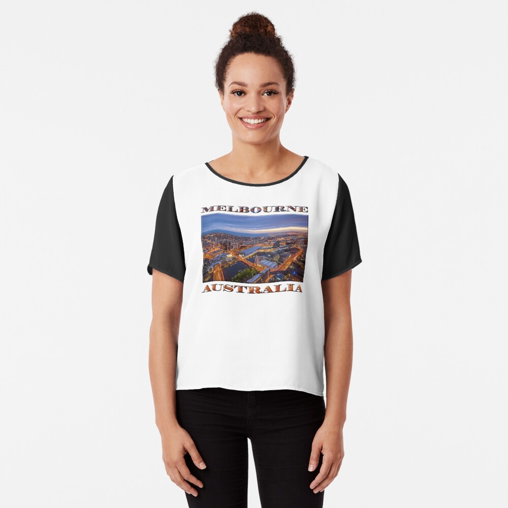 Stunning Melbourne (poster on white) Chiffon Top
