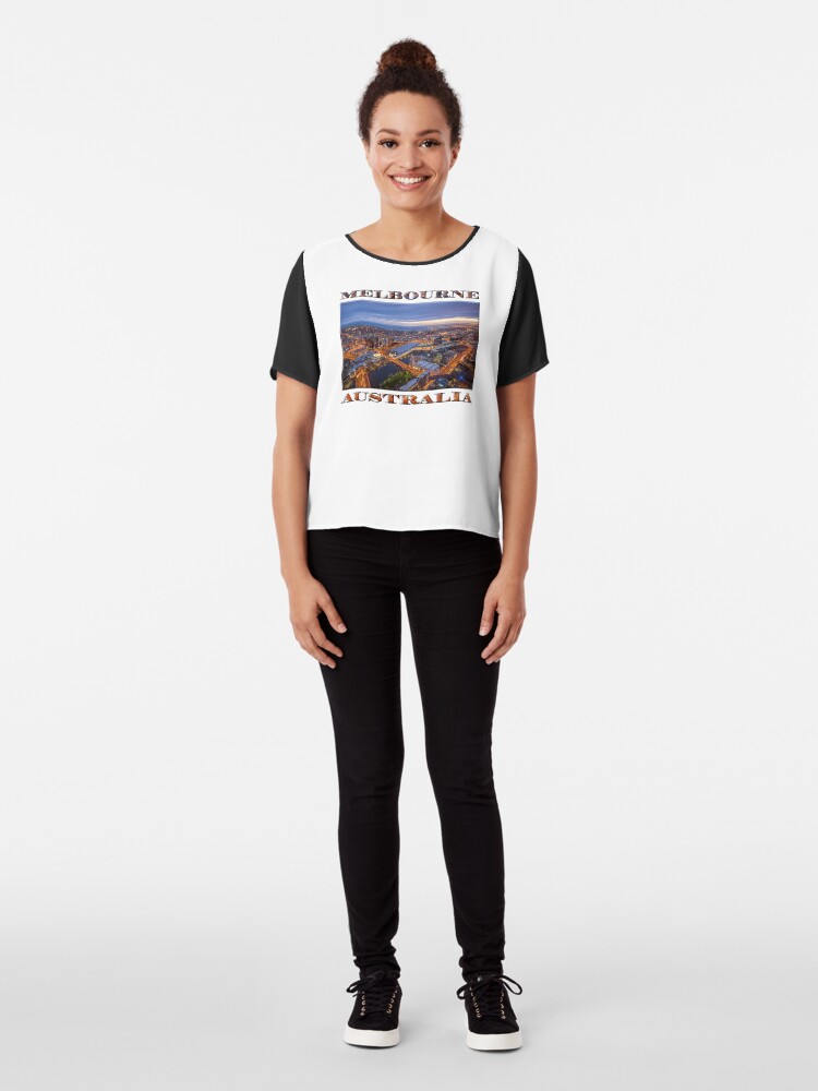 Alternate view of Stunning Melbourne (poster on white) Chiffon Top