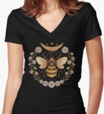 Camiseta entallada de cuello en V Luna de miel