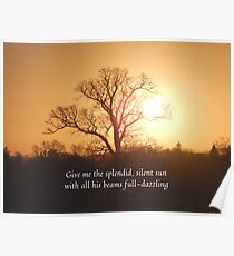 English landscape sunrise with Walt Whitman quote Poster