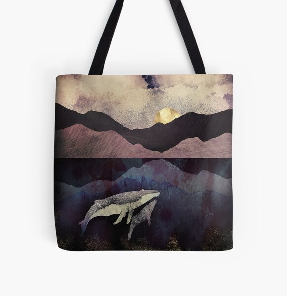 Fantasy Whale Double Side Print Black Tote Bag Purse Handbag for Women Girls Fantasy Whale Double Side Print Black Tote Bag Purse Handbag for Women Girls