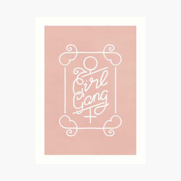 Feminist Girl Gang Pink Ornate Art Nouveau Calligraphy Art Print