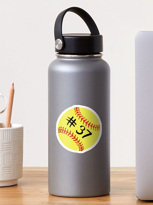 Softball Player Jersey No 37 Back Number 37 Ball Sport Sticker Gift Sticker By Theshirtinator Redbubble