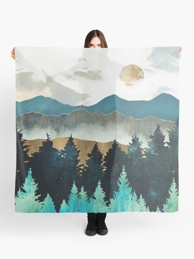 Thumbnail 1 of 3, Scarf, Forest Mist designed and sold by spacefrogdesign.