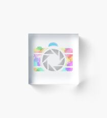 Watercolor Photography camera- Rainbow colored photography lover icon Acrylic Block