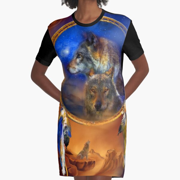 Dream Catcher - Wolf Dreams Graphic T-Shirt Dress