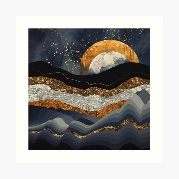 Metallische Berge Kunstdruck