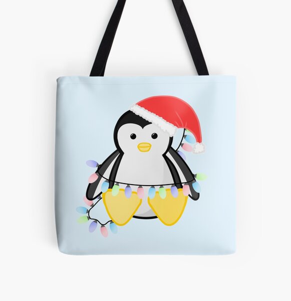 Christmas Penguins Zippered Everyday Tote Personalized Front & Back 