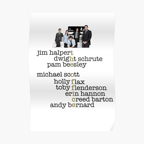 "Characters The Office (US) Light design" Poster by Jordaamn Redbubble
