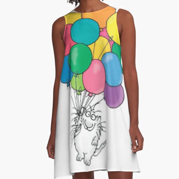 cat flying paloon A-Line Dress