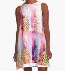 Colorful Pineapple Collage A-Line Dress