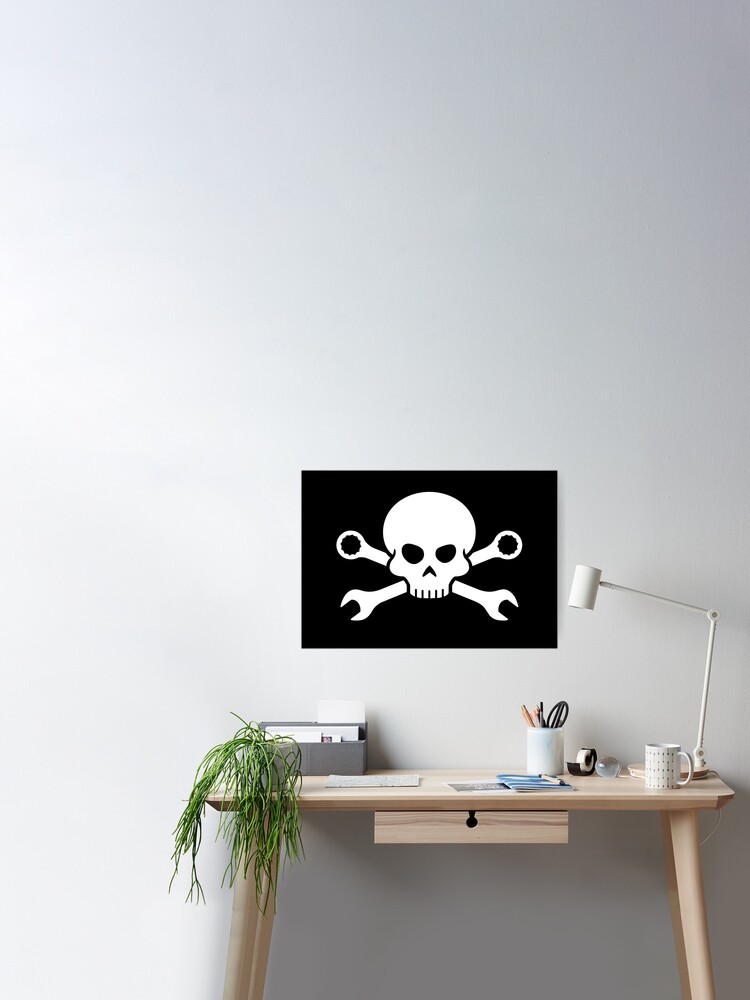Skull 'n' Tools - Screw Pirate 1 (white) Poster for Sale by VEB