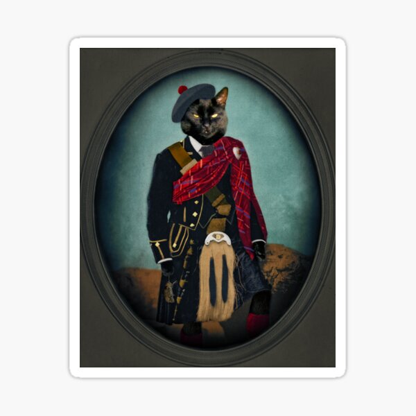 Scottish Black Cat Art - Boris the Bruce- Mouser-in-Chief Sticker