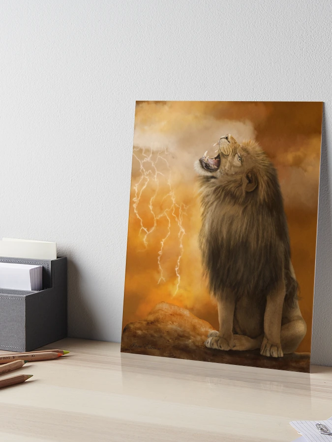 Barbary Lion With Approaching Snow Storm Wall Art, Canvas Prints