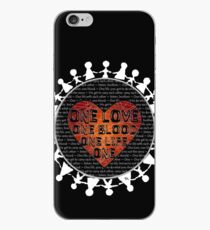 one love, one blood, one life on heart on hollow earth with white figures holding hands iPhone Case