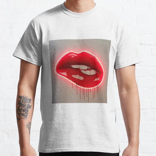 Neon Lip Biting Tapestry Classic T-Shirt