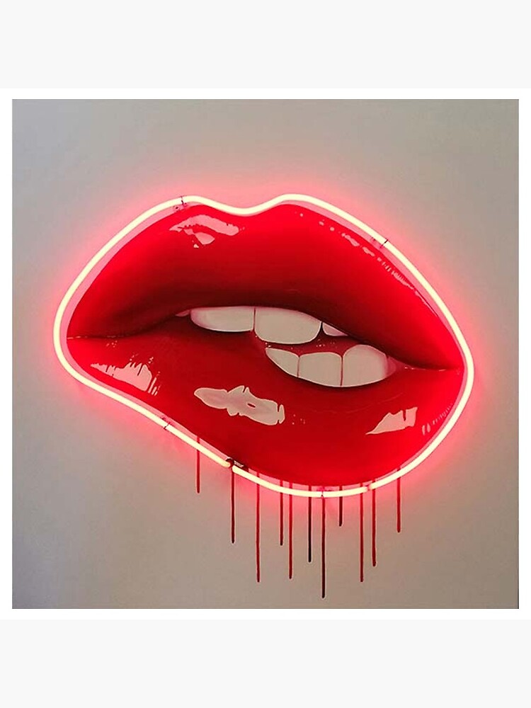 "Neon Lip Biting Tapestry" Acrylic Block for Sale by livpaigedesigns