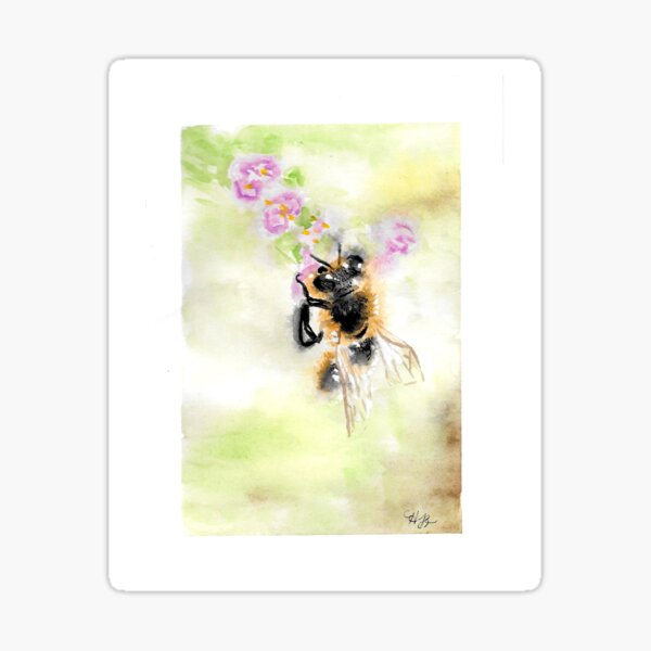 Watercolor Bumblebee in Nature Sticker