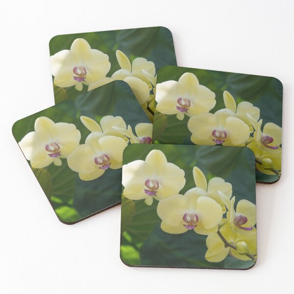 Item preview, Pale Yellow Orchids in Lush Jungle Green designed and sold by Georgia Mizuleva.