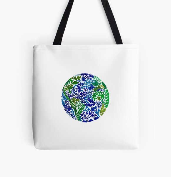 Die Erde lacht in Blumen Allover-Print Tote Bag