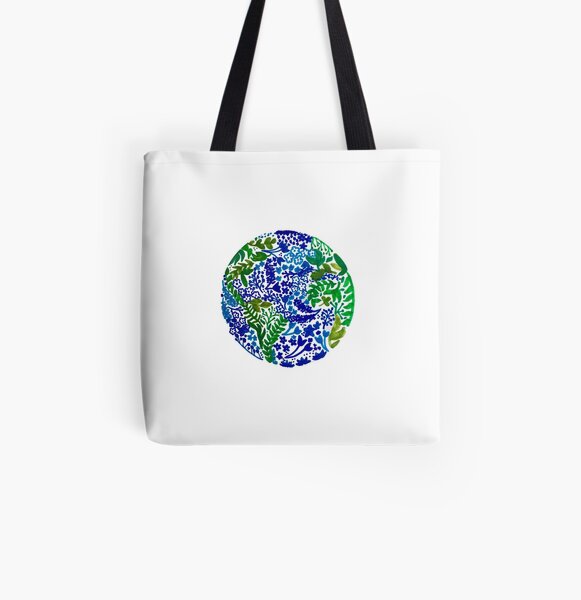 Die Erde lacht in Blumen Allover-Print Tote Bag