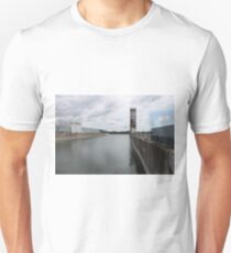 Water, river, city, bridge, sky, sea, skyline, architecture, landscape, travel, buildings, building, industry, reflection, harbor, urban Unisex T-Shirt