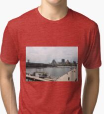 City, skyline, water, architecture, river, buildings, cityscape, building, sky, panorama, sea, urban, blue, view, downtown, landscape Tri-blend T-Shirt