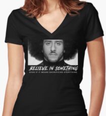 I'm with Kap Believe in Something take a knee Women's Fitted V-Neck T-Shirt