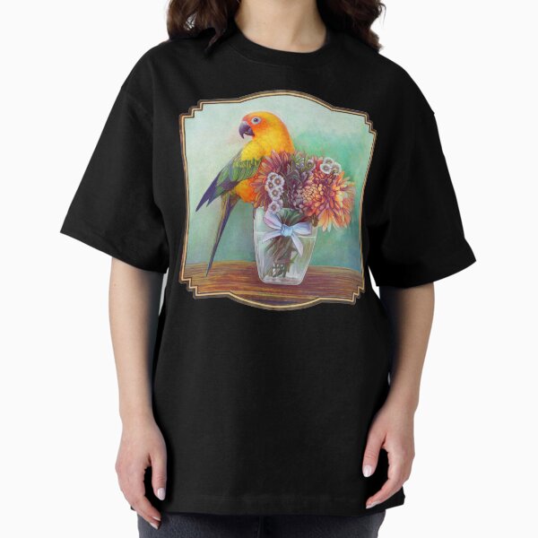 Item preview, Sun conure and flowers designed and sold by lifewithbirds.