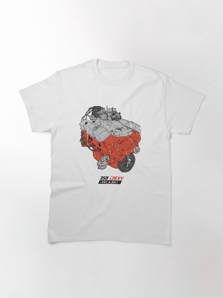 Thumbnail 3 of 7, Classic T-Shirt, 350 V8 GM Muscle Car Engine designed and sold by nutandbolt.