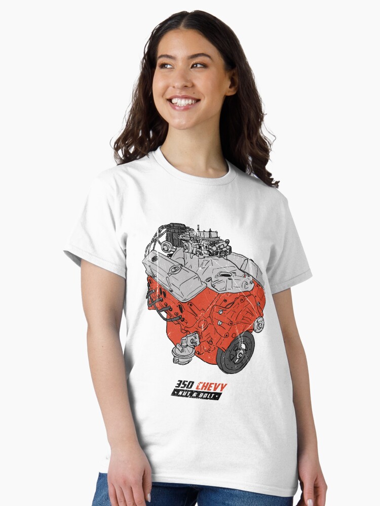 Thumbnail 1 of 7, Classic T-Shirt, 350 V8 GM Muscle Car Engine designed and sold by nutandbolt.