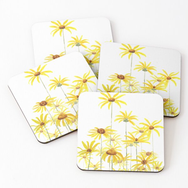 Item preview, hand painted yellow Jerusalem artichoke flower watercolor  designed and sold by ColorandColor.