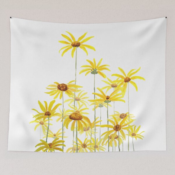 Item preview, hand painted yellow Jerusalem artichoke flower watercolor  designed and sold by ColorandColor.
