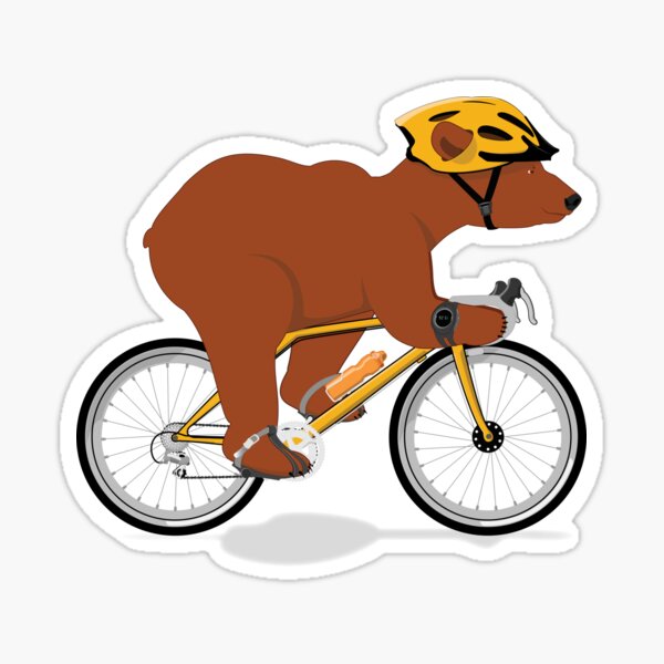 Cycling Grizzly Bear - Brown Bear Sticker
