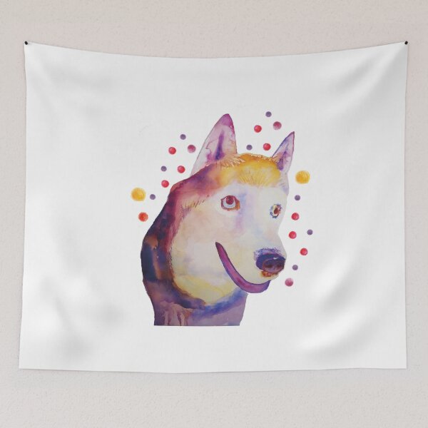 Item preview, Watercolor Husky dog Handdrawn designed and sold by Carolbbaby.