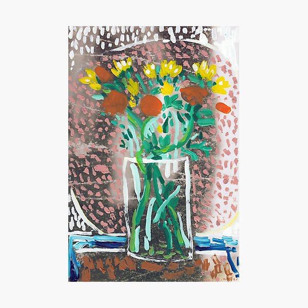 Yellow and Orange Flowers in a Vase Photographic Print