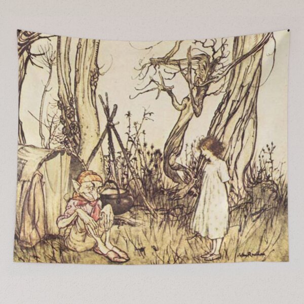 Item preview, Girl and goblin - Vintage Arthur Rackham illustration designed and sold by Vintage Designs +.