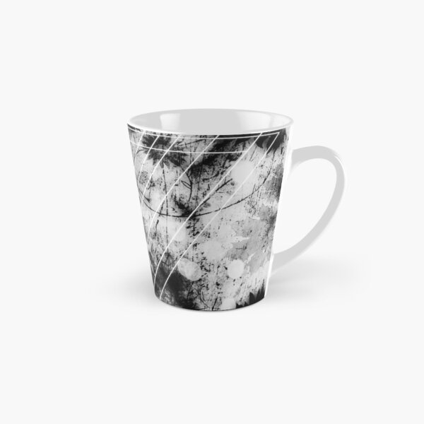 Geometric digital art, white, black and purple, triangle Tall Mug