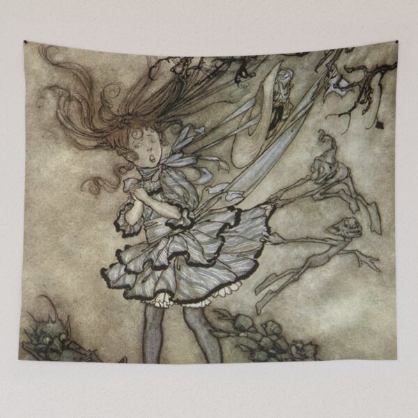 Aperçu de l'œuvre Fille attaquée par des lutins - illustration d'Arthur Rackham créée et vendue par Vintage Designs +.