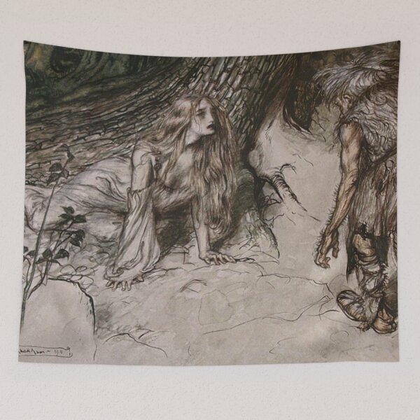 Aperçu de l'œuvre Girl in the woods rencontre un barting - Arthur Rackham créée et vendue par Vintage Designs +.
