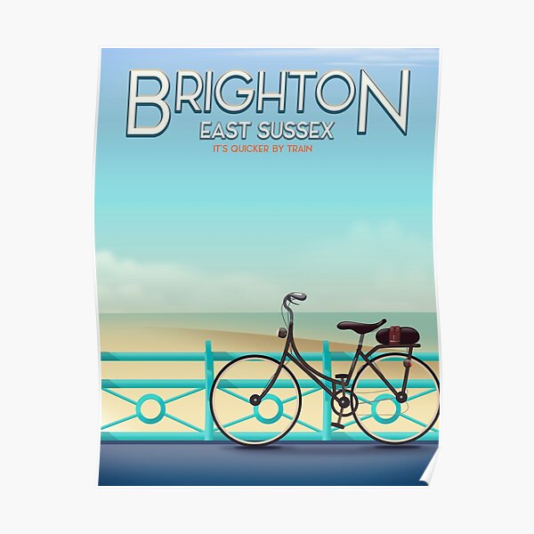Brighton Bicycle vintage style travel poster. Poster