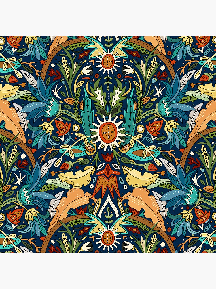 "Victorian damask midnight" Sticker by scrummy Redbubble