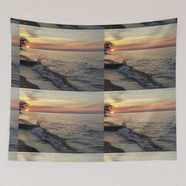 Item preview, Sunset and wave breaking designed and sold by J Rier Photography.