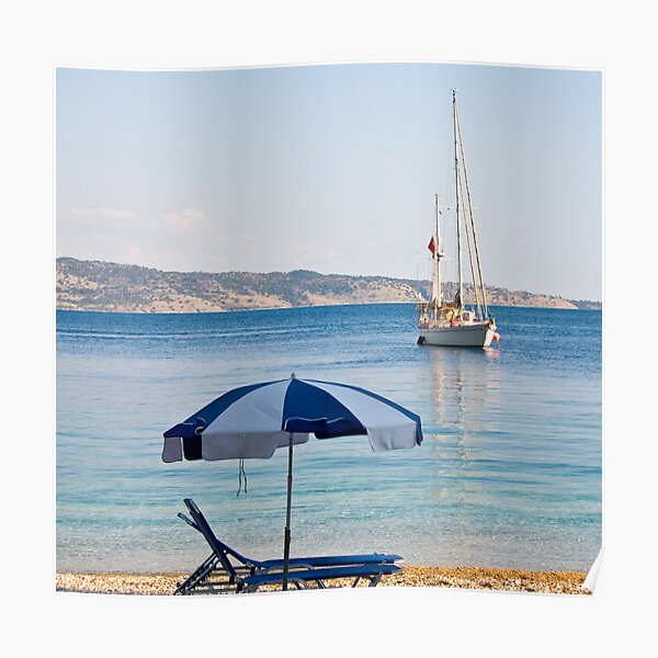 Sailing off Kerasia Beach, Corfu Poster